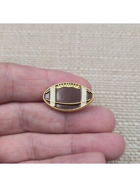 Vintage Brown and White Football Gold Tone Enamel Lapel Pin A8216